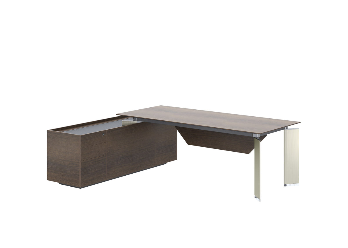 Minerva 2.4M Executive Office Desk Commercial Home with Left Return Brown Oak