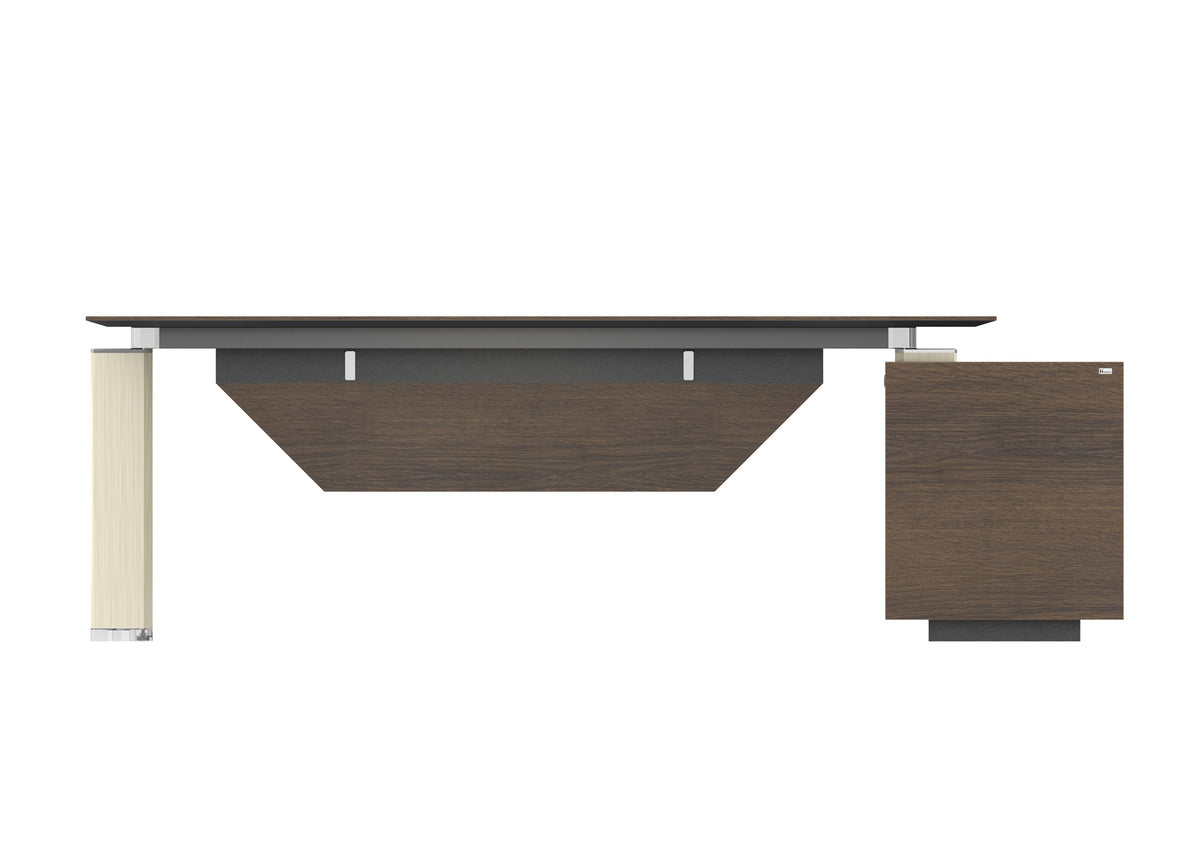 Minerva 2.4M Executive Office Desk Commercial Home with Left Return Brown Oak