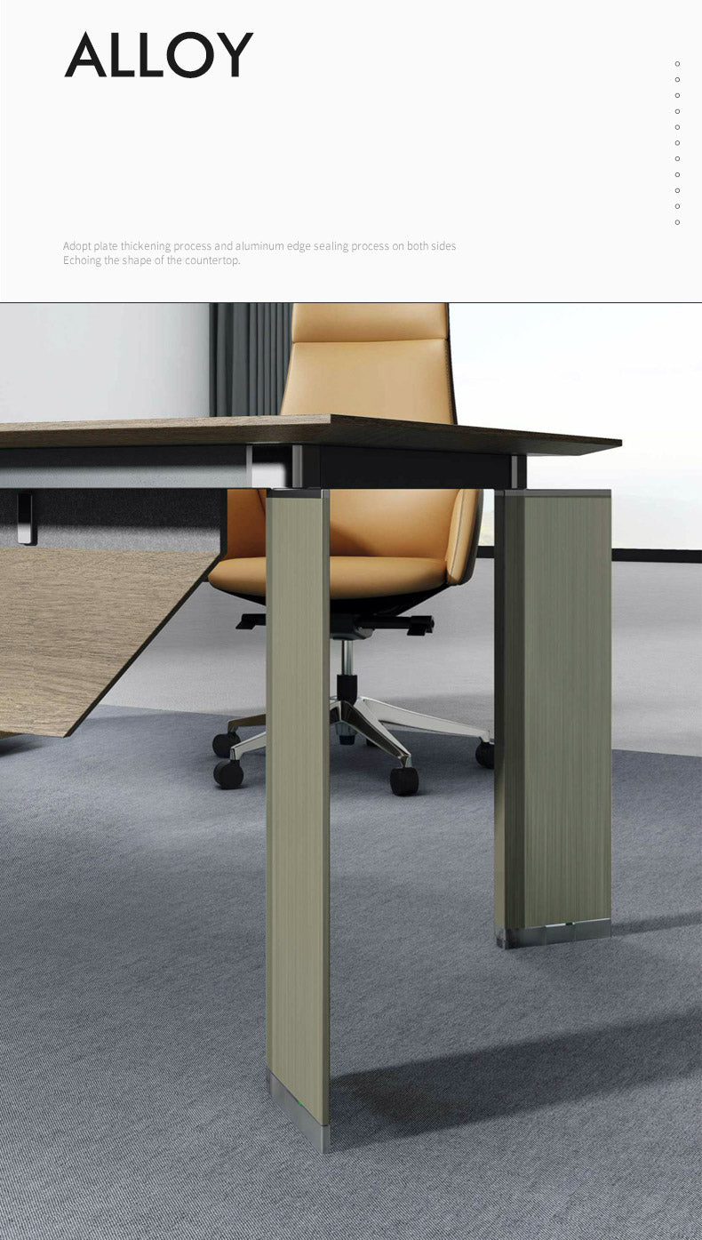 Minerva 2.4M Executive Office Desk Commercial Home with Left Return Brown Oak