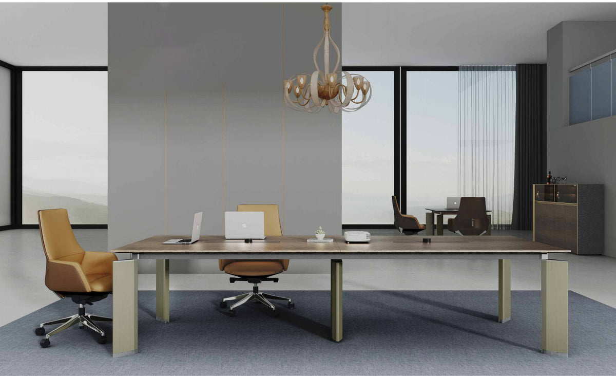 Minerva 2.4M Executive Office Desk Commercial Home with Left Return Brown Oak