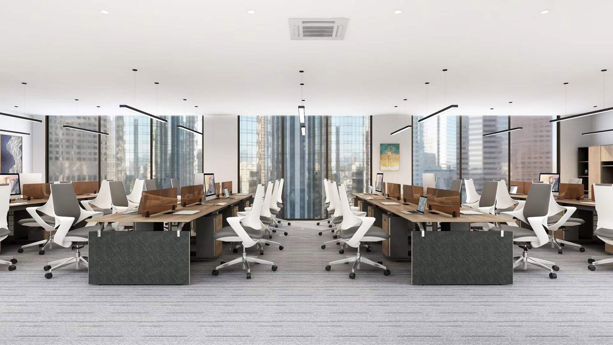 Knight 2.8M 4 Person Workstation with Cabinets - White