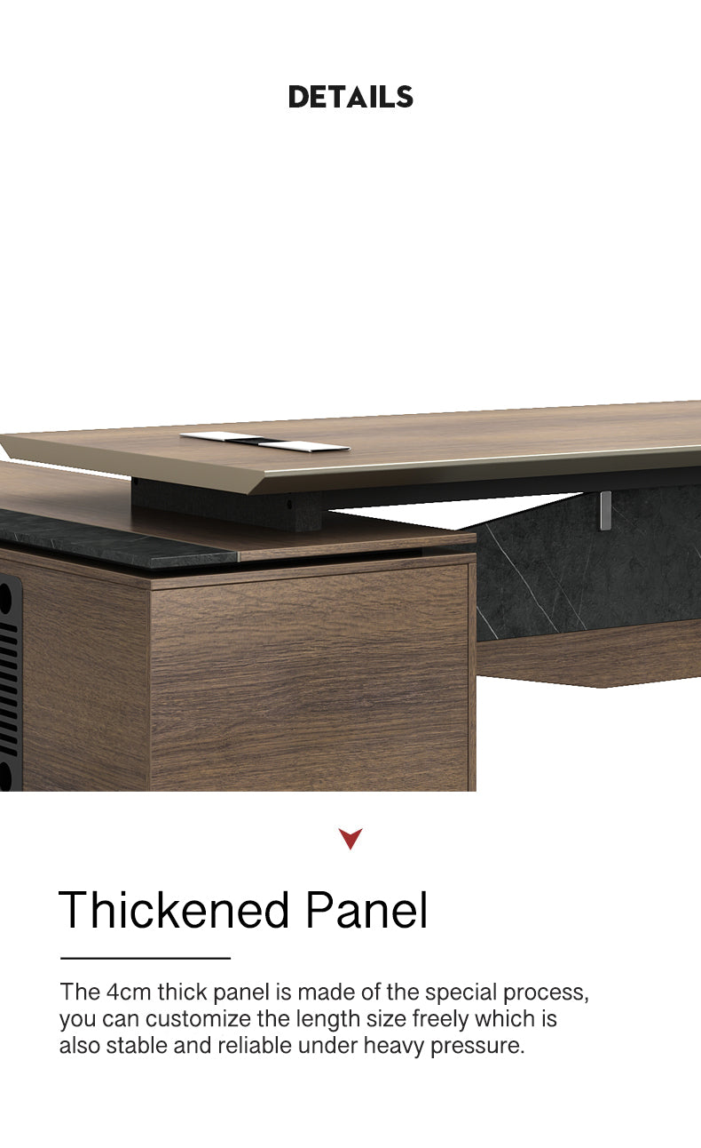 Knight Executive Office Desk 2.4M With Return Brown Oak