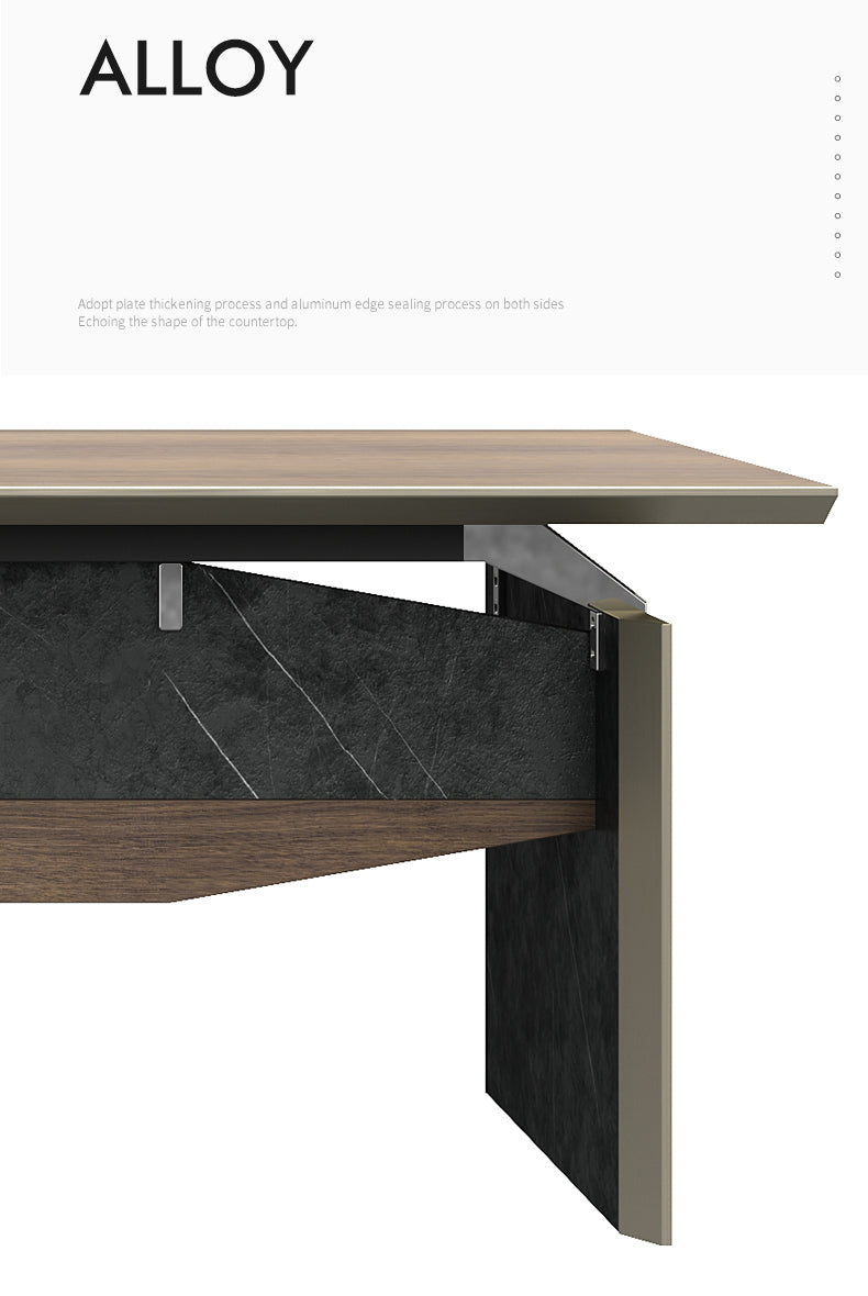 Knight Executive Office Desk 2.4M With Return Brown Oak