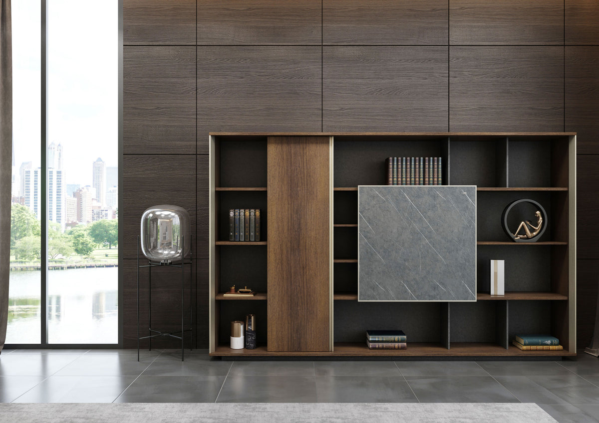 Knight Executive Office Desk 2.4M With Return Brown Oak
