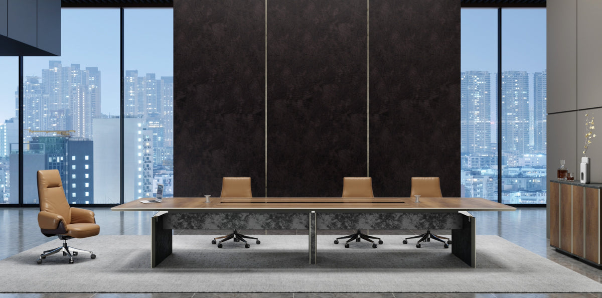 Knight 2.4M Boardroom Table Brown Oak