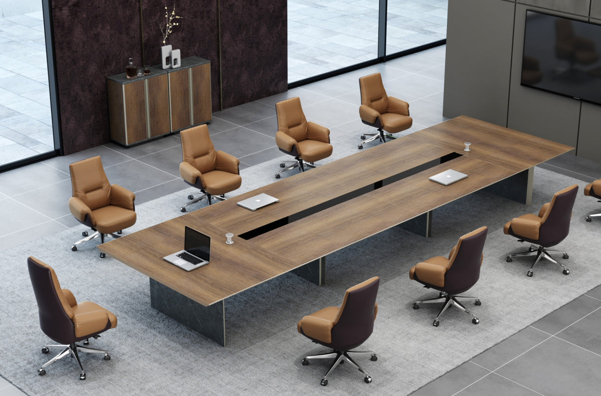Knight 3.6M Boardroom Table Conference Brown Oak