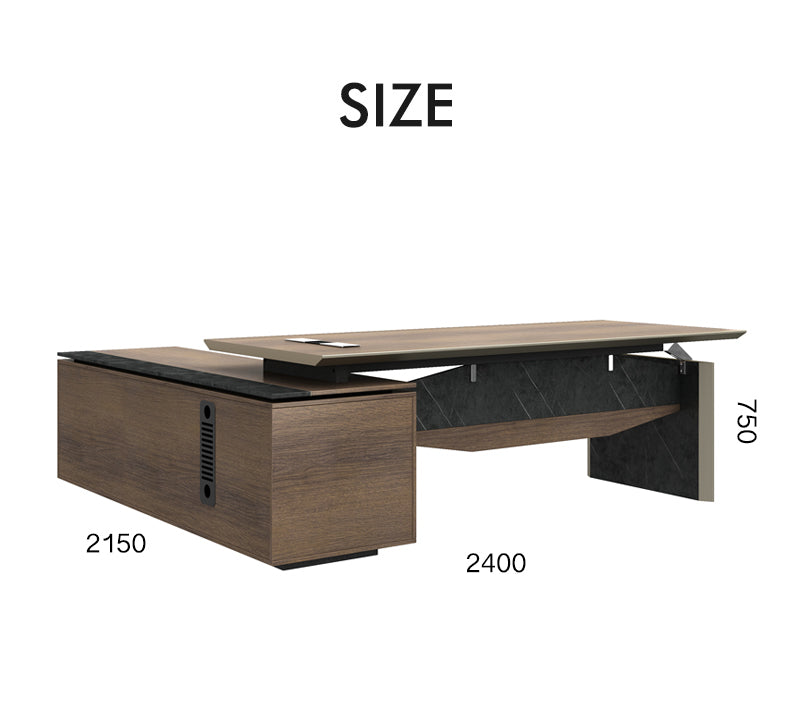 Knight Executive Office Desk 2.4M With Return Brown Oak