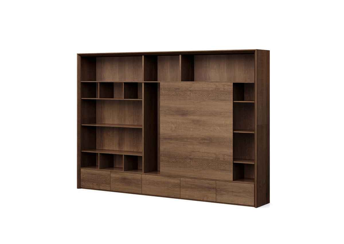 Bookshelf Bookcase Filing Display Unit 3.2M Cabinet Shelf Brown Oak