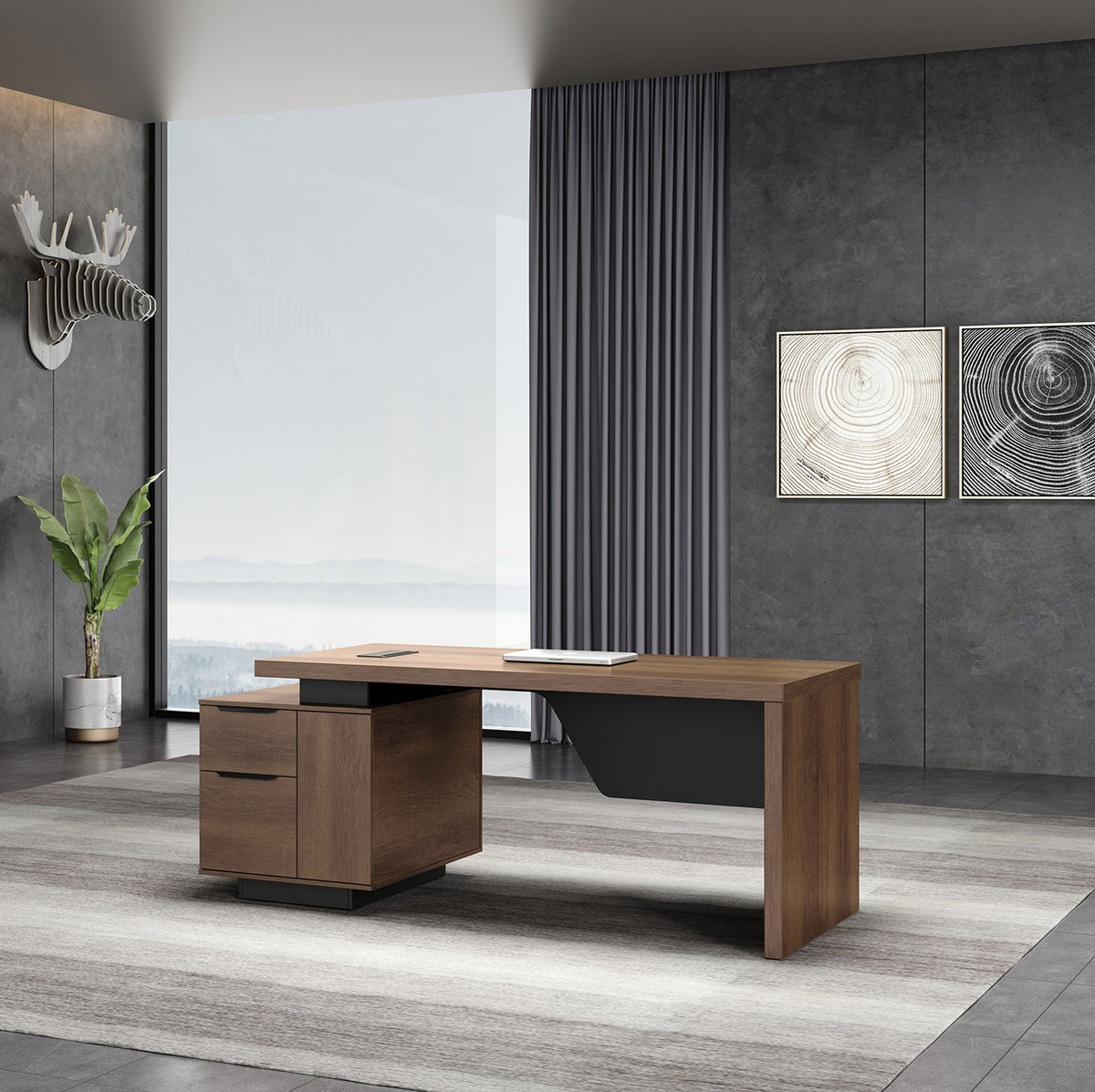 Executive Office Desk 1.6/1.8M Brown Oak