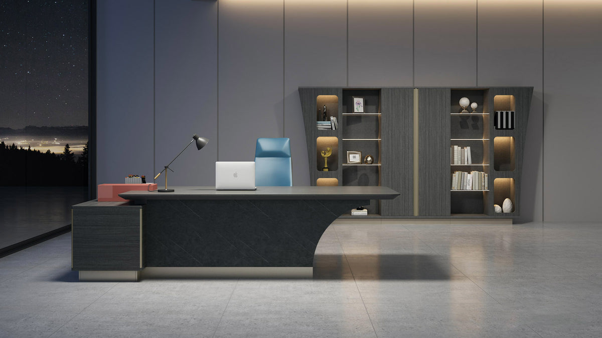 Vast 2.4M Executive Desk Office Desks With Return Teakwood