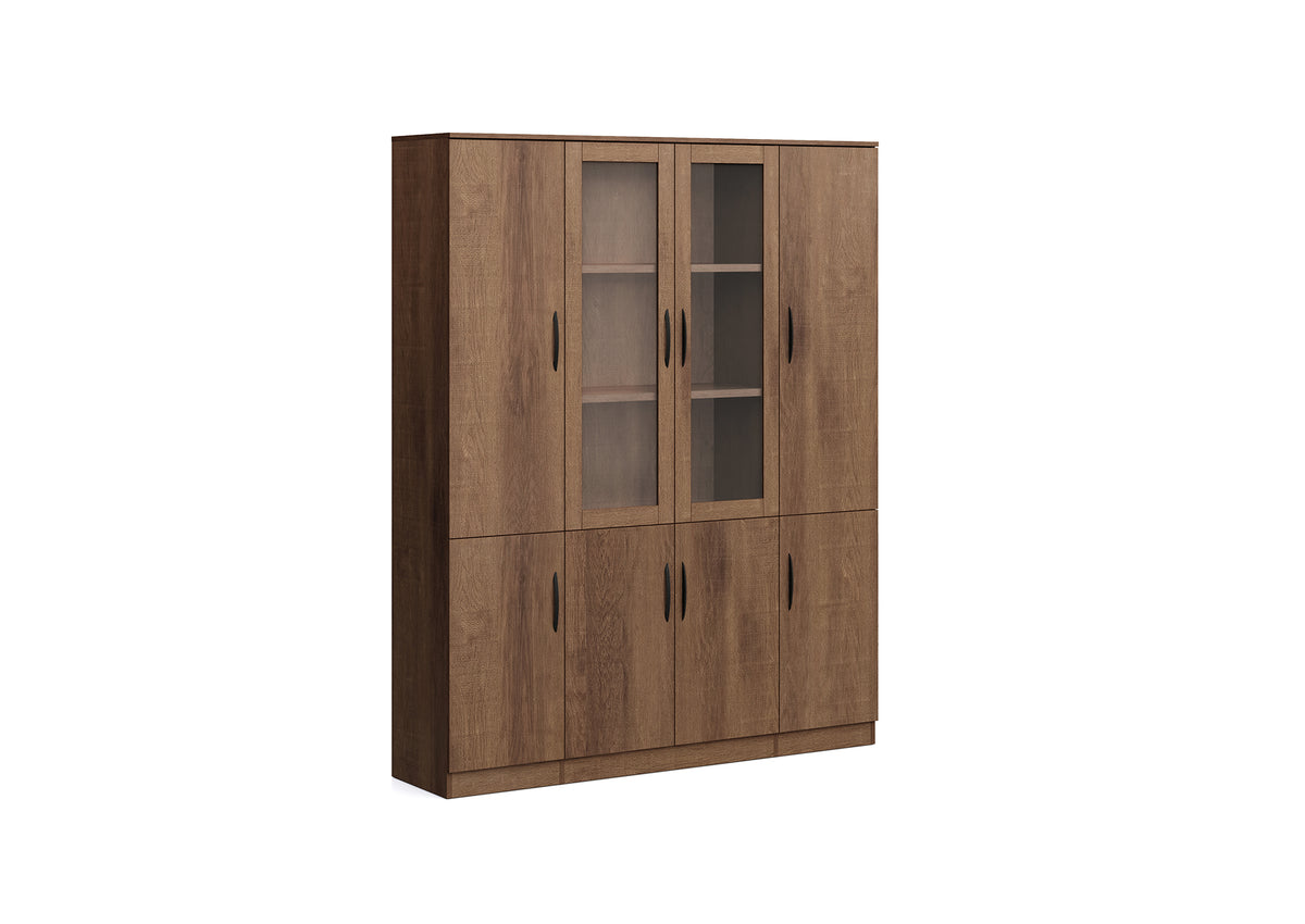 Bookshelf Bookcase Filing Display Unit 1.6M Cabinet Shelf Brown Oak
